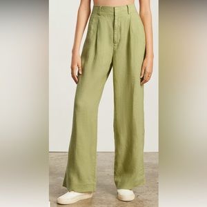 Everlane Green Linen Way-High Drape Pant